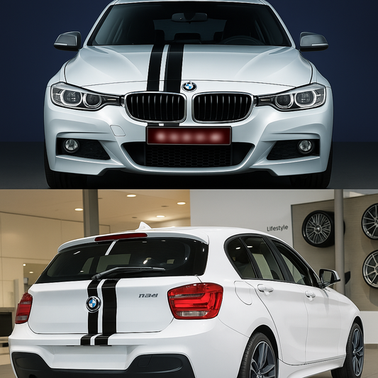Sticker Master Bmw Şerit Oto Sticker Set Etiket – Ön ve Arka Uyumlu Sportif Tasarım