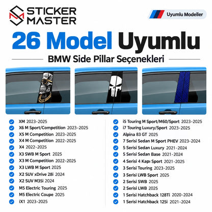 BMW Side Pillar uyumlu 26 araç modeli ve model yılı listesi