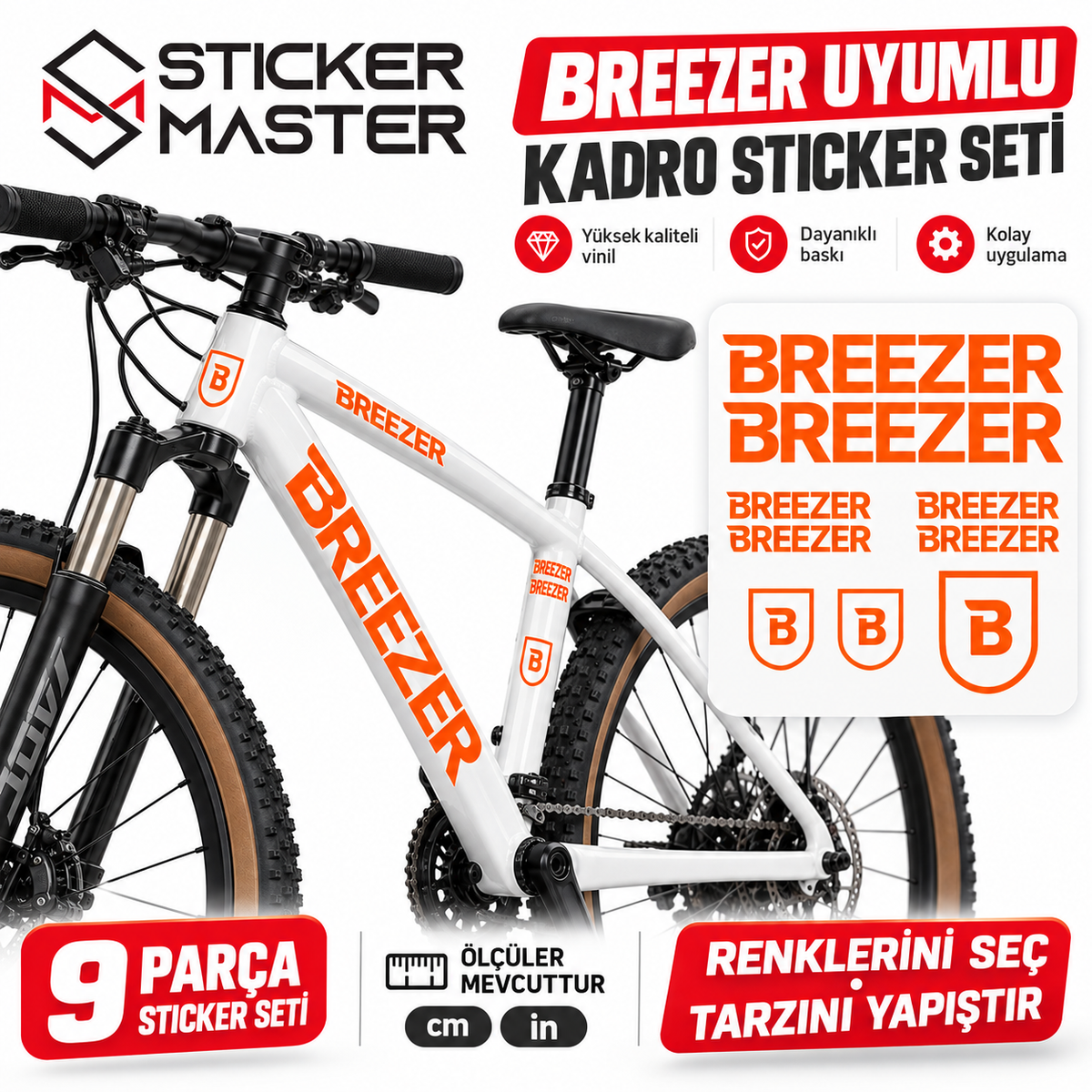 Breezer uyumlu bisiklet kadro sticker seti ana görsel