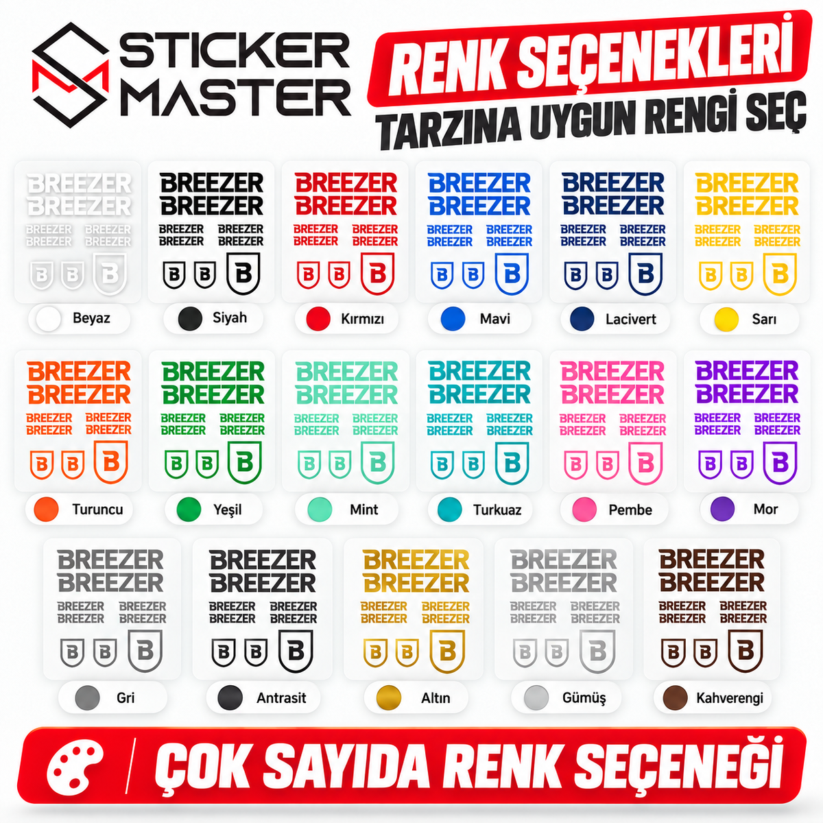 Breezer bisiklet sticker renk seçenekleri