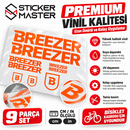 Breezer uyumlu premium vinil bisiklet sticker seti özellikleri