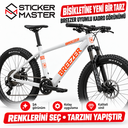 Breezer uyumlu bisiklet kadro sticker uygulama görünümü