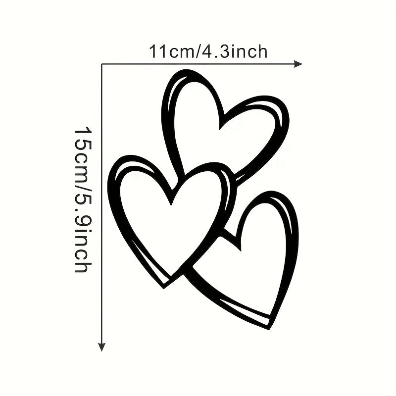 Üç Kalp Araba Cam Stickerı 11x15 cm | Sticker Master
