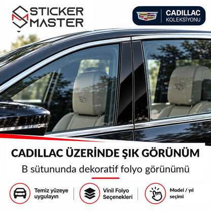 Cadillac kapı direği B sütunu üzerinde sticker uygulama örneği