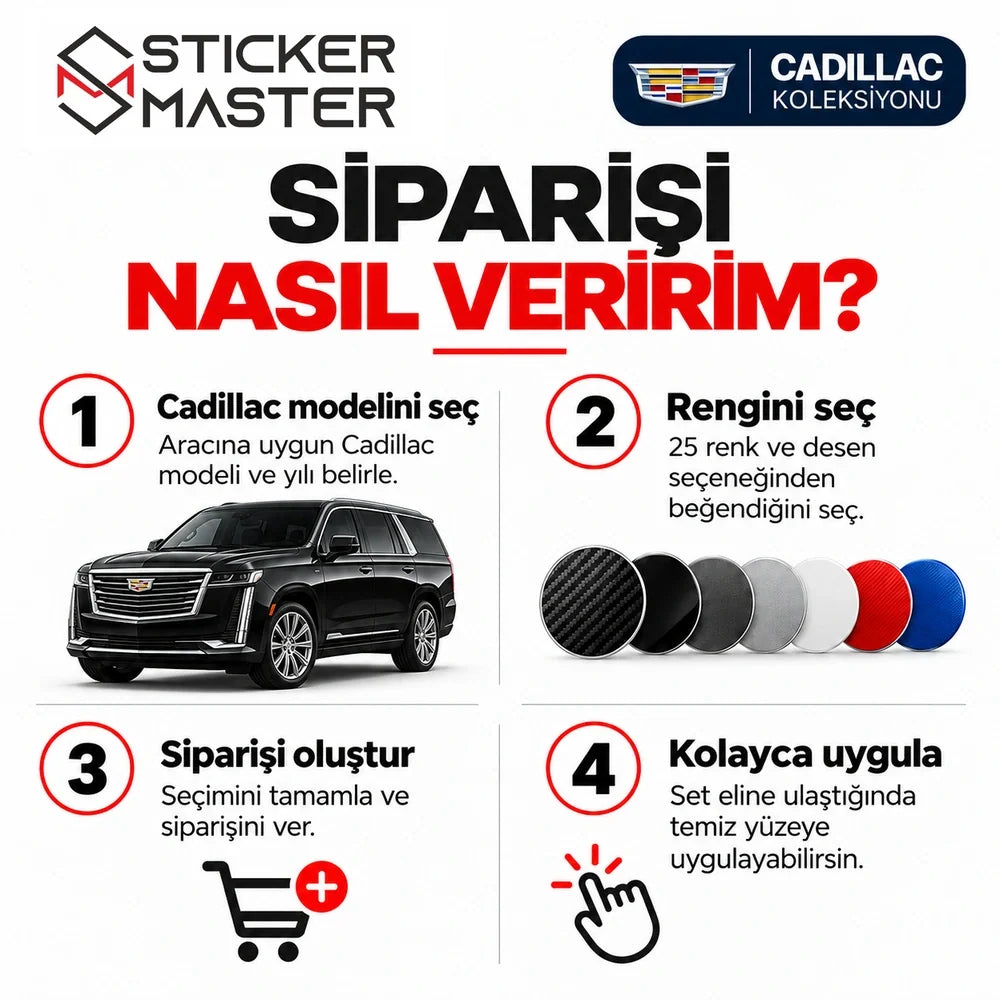 Cadillac kapı direği sticker model ve renk seçimi sipariş rehberi
