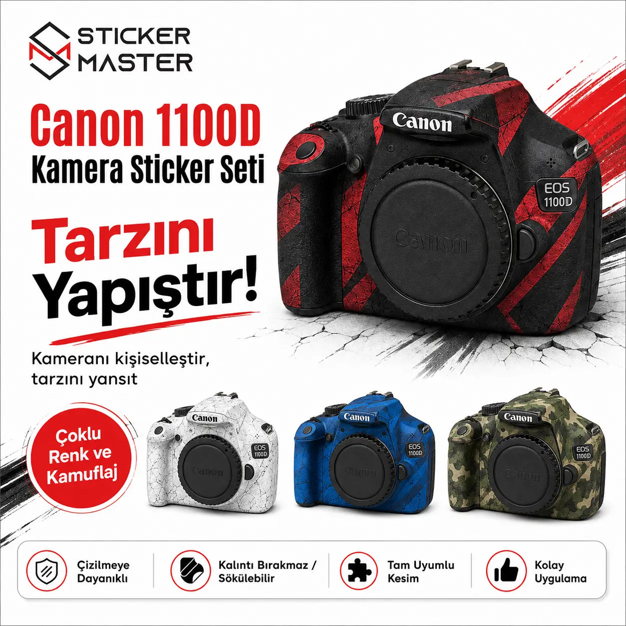 Canon 1100D Uyumlu Kamera Sticker Seti