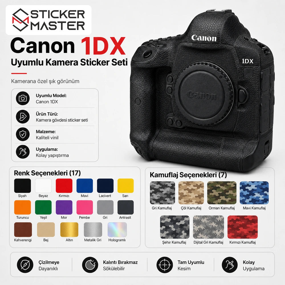 Canon 1DX Uyumlu Kamera Sticker Seti