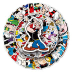Sticker Master Temel Reis (Popeye) Nostaljik Sticker Seti (50 Adet) | Su Geçirmez Çizgi Film Çıkartmaları