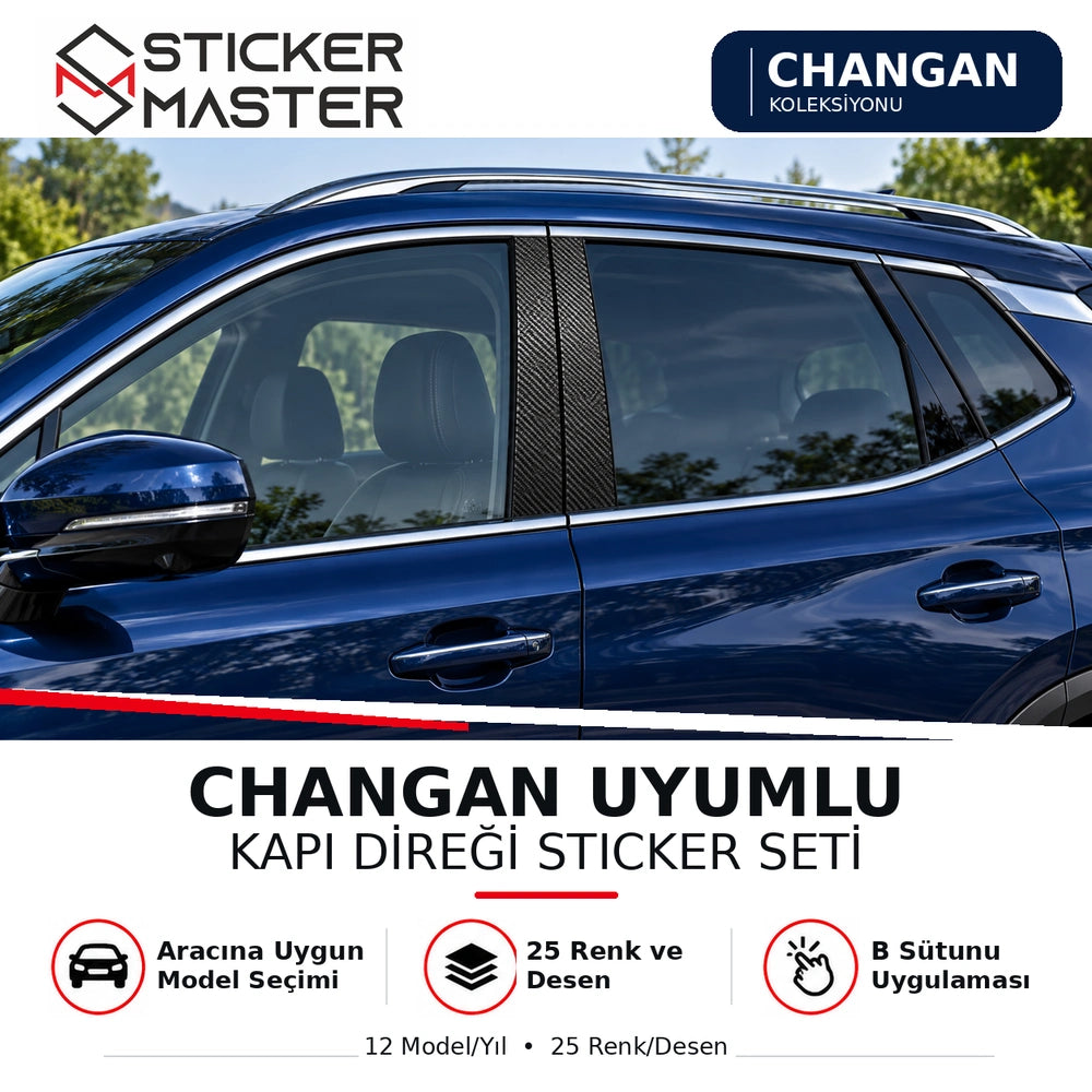 Changan uyumlu kapı direği B sütunu vinil sticker seti ana görsel, temsili uygulama