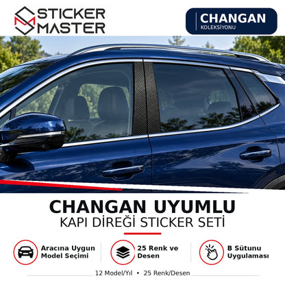 Changan uyumlu kapı direği B sütunu vinil sticker seti ana görsel, temsili uygulama