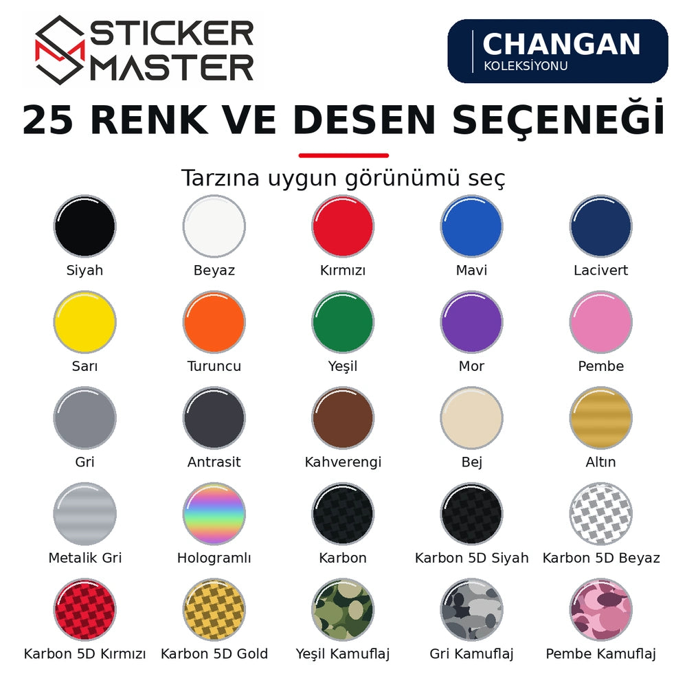 Changan B sütunu sticker 25 renk ve desen seçenekleri