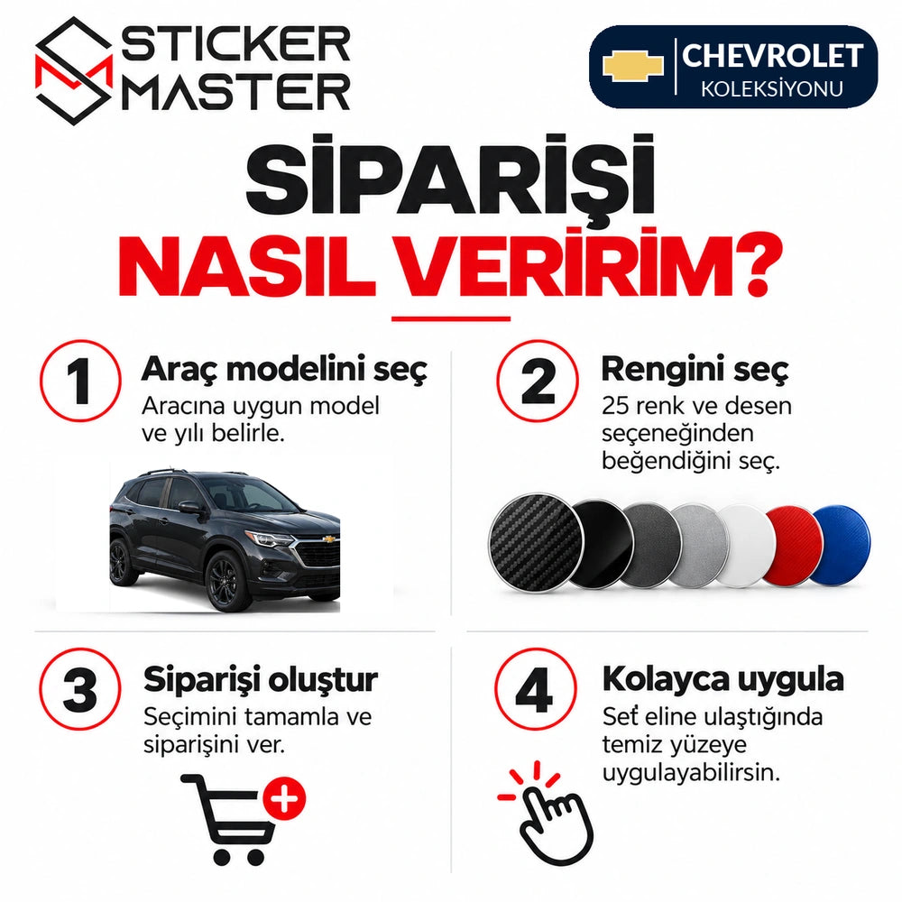 Chevrolet B sütunu sticker sipariş rehberi araç model yılı ve renk desen seçimi