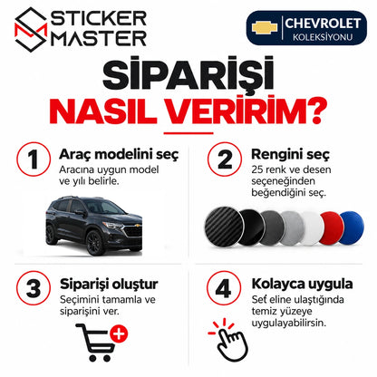 Chevrolet B sütunu sticker sipariş rehberi araç model yılı ve renk desen seçimi