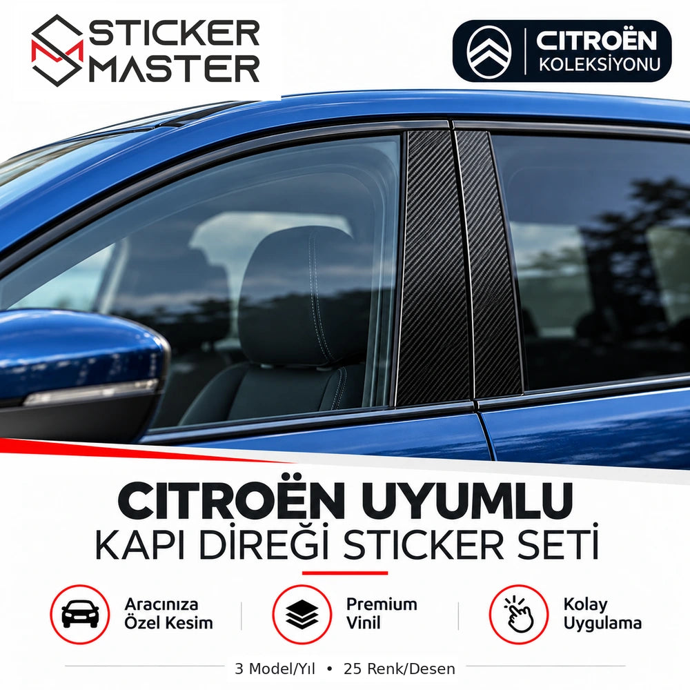 Citroen uyumlu kapı direği sticker seti – B sütunu ana ürün