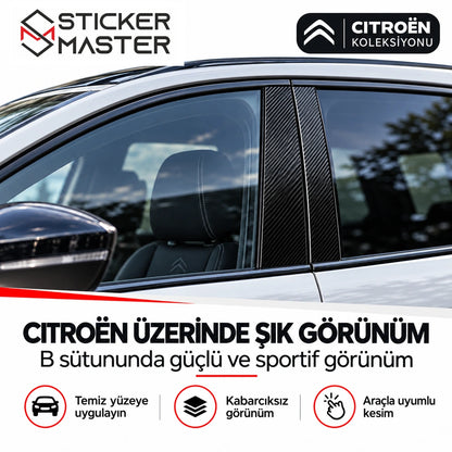 Citroen B sütunu vinil folyo sticker – temsili araçta uygulama