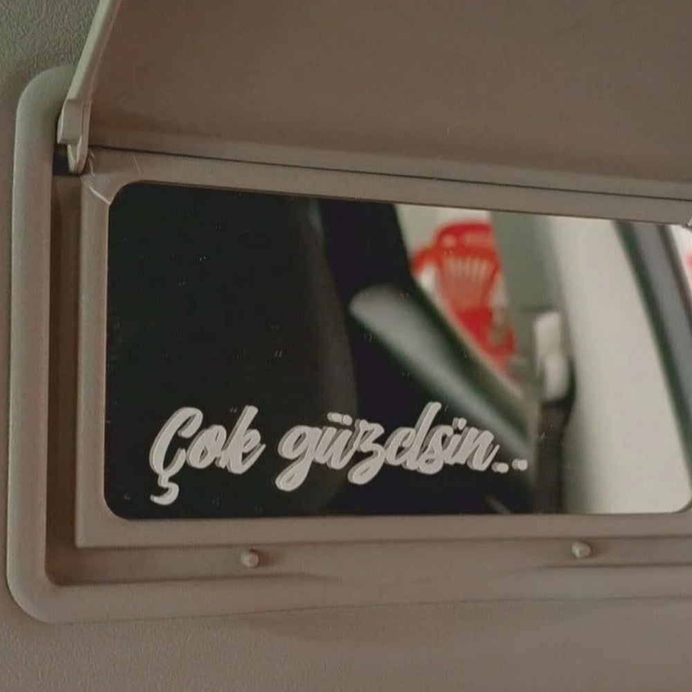 Sticker Master Çok Güzelsin Oto Sticker Güneşlik Ayna Yazısı Araba Cam Motosiklet Sticker 7,2 X 1,2 Cm