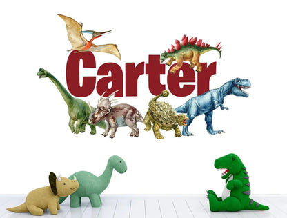 Kişiye Özel İsimli Suluboya Dinozor Duvar Stickeri