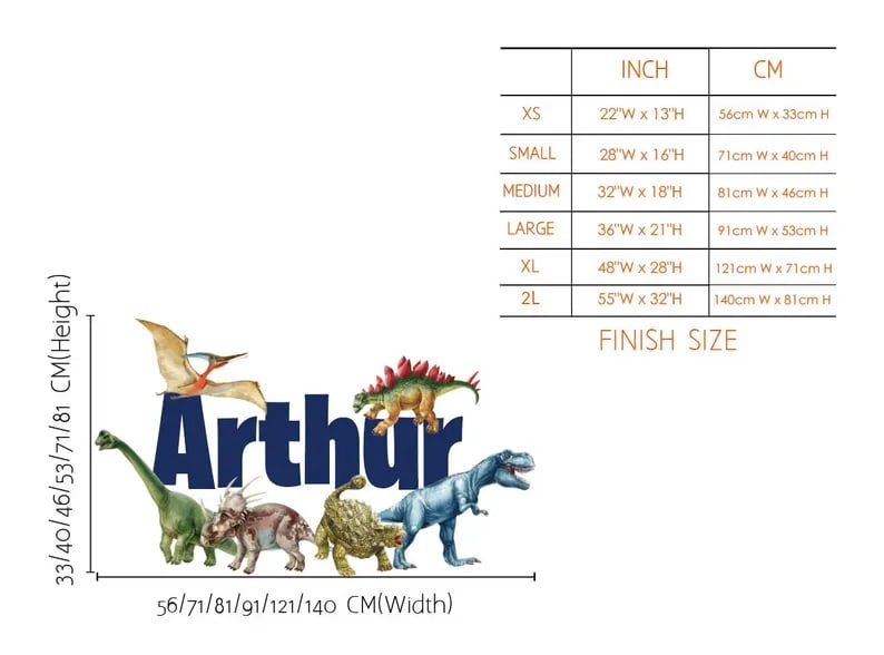 Kişiye Özel İsimli Suluboya Dinozor Duvar Stickeri