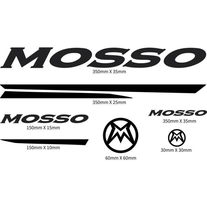 Sticker Master Mosso Bisiklet Kadro Sticker Seti – Su Geçirmez Vinil Etiketler (12 Parça)
