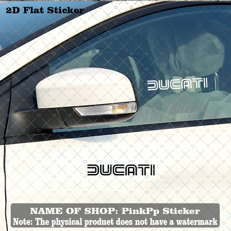 Ducati Şeffaf Siyah Beyaz Logo Sticker 2’li Set Vinil | Sticker Master