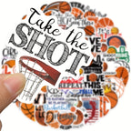 Sticker Master 50 adet Basketbol Vinil Çıkartmaları - Dizüstü Bilgisayarlar, Su Şişeleri, Kaykaylar, Arabalar | Su Geçirmez Çıkartmalar - Sporseverler için İlham Verici İfadeler ve Tasarımlar