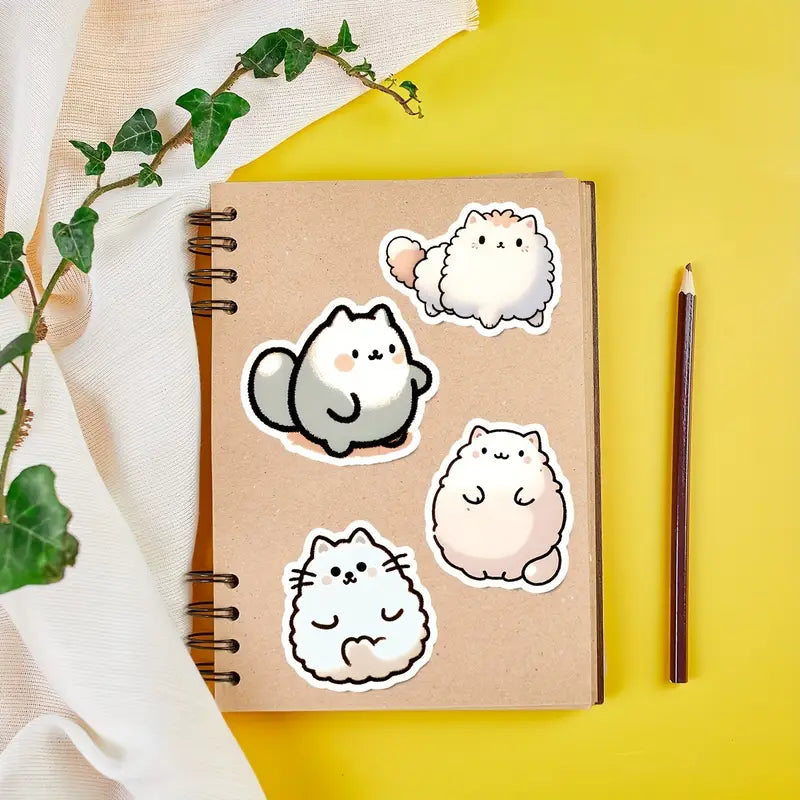 Sticker Master 50’li Kawaii Kedi & Kahve Sticker Seti Planlayıcılar, Laptoplar, Su Şişeleri ve DIY Defterler İçin Sevimli Çıkartmalar