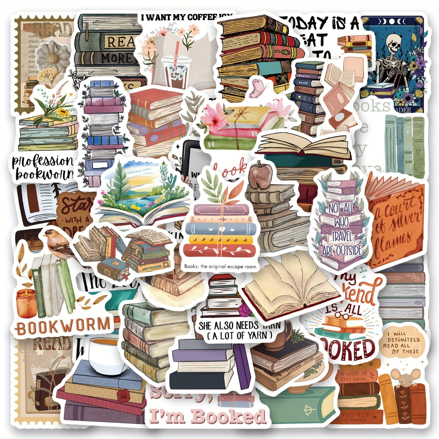 Vintage Kitap Sticker Seti 61’li | Sticker Master