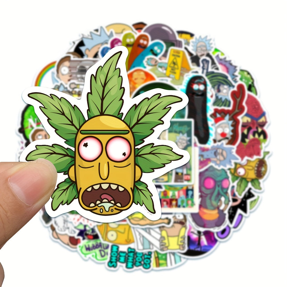 Sticker Master Rick and Morty Boyutlararası Sticker Seti (50 Adet) | Su Geçirmez Çizgi Dizi Çıkartmaları