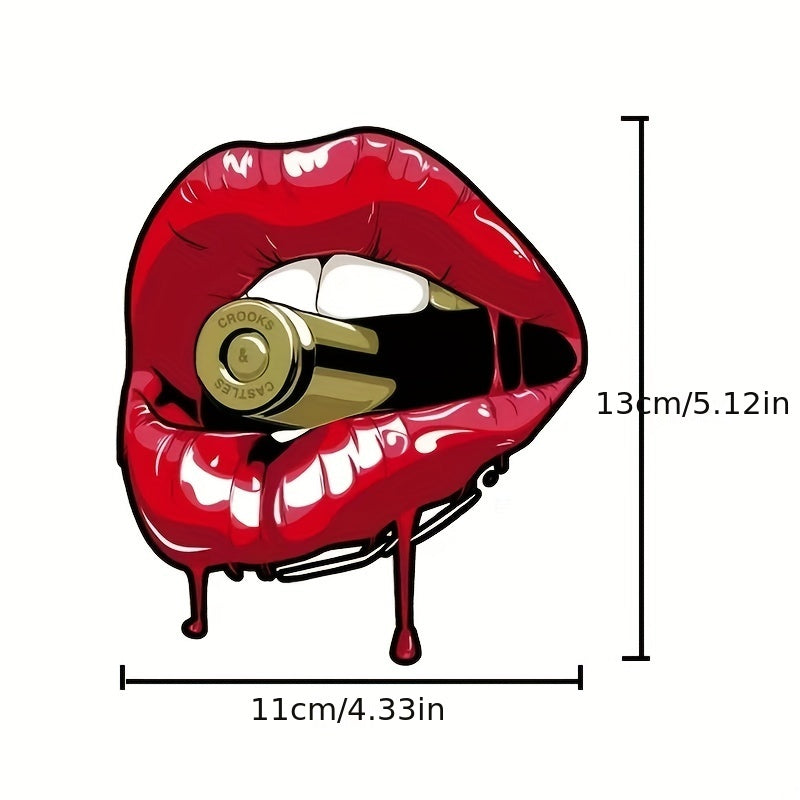 Kanlı Dudak Mermi Sticker Araba Çıkartması - Sticker Master
