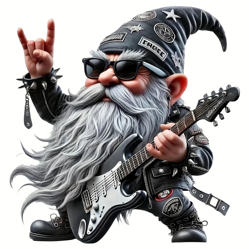 Sticker Master Rockin' Cüce Vinil Sticker - Motosiklet Punk Rocker Tasarımı, Arabalar, Laptoplar, Telefonlar, Cam ve Seramik için Kendinden Yapışkanlı Etiket - Parlak Bitiş, Dayanıklı Vinil, Tek Kullanımlık Karikatür Fantazi Dekor, Cüce Dekoru, 2D Düz