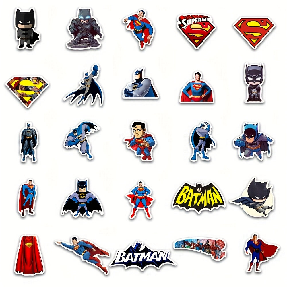 Sticker Master 45’li WB Batman & Superman Sticker Seti – Parlak, Renkli, Yapışkanlı PVC Etiketler (Laptop, Su Şişesi, Araba, Telefon Uyumlu)