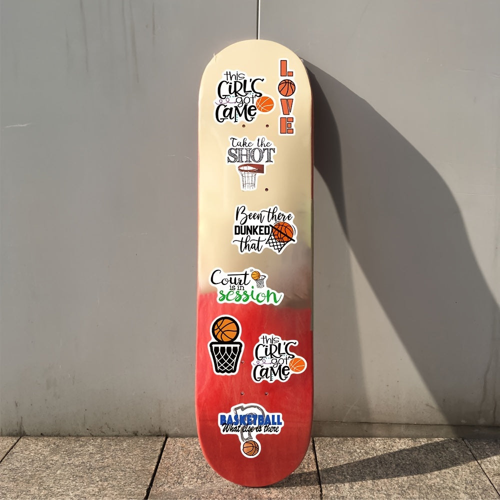 Sticker Master 50 adet Basketbol Vinil Çıkartmaları - Dizüstü Bilgisayarlar, Su Şişeleri, Kaykaylar, Arabalar | Su Geçirmez Çıkartmalar - Sporseverler için İlham Verici İfadeler ve Tasarımlar