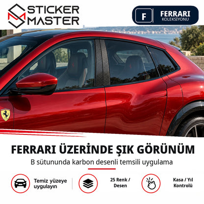 Ferrari Purosangue üzerinde temsili kapı direği B sütunu folyo uygulaması