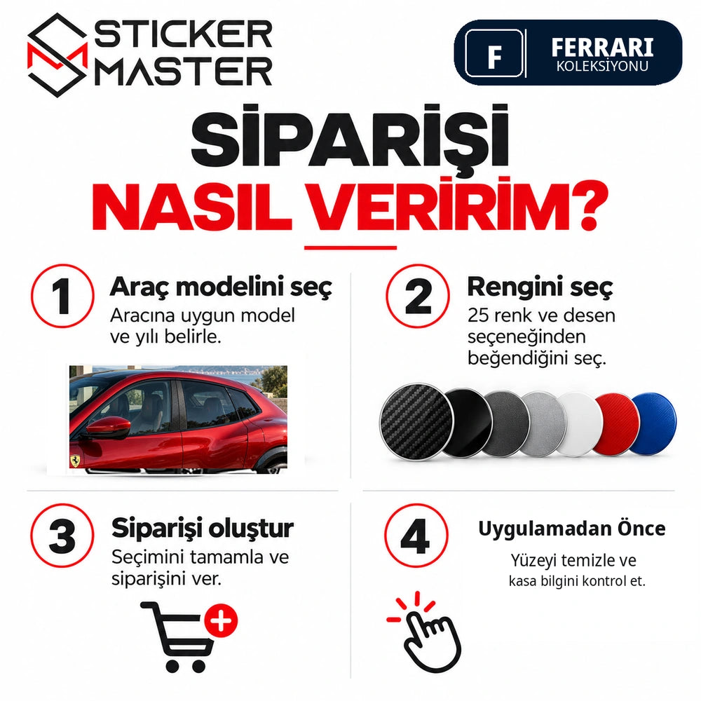 Ferrari Purosangue sticker model ve renk desen seçimi sipariş rehberi
