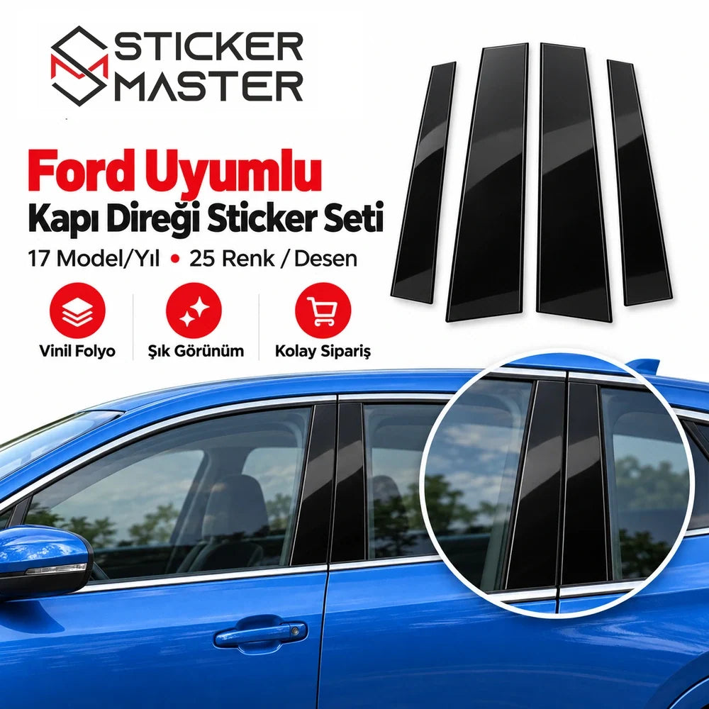 Ford uyumlu kapı direği sticker seti 17 model yıl 25 renk desen ana görsel