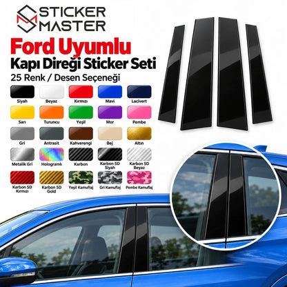 Ford kapı direği sticker 25 renk desen seçeneği karbon ve kamuflaj