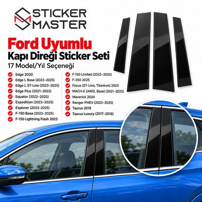 Ford uyumlu kapı direği sticker 17 model yıl seçenekleri
