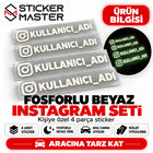 Fosforlu Beyaz Instagram Kullanıcı Adı Sticker | 4 Parça Set