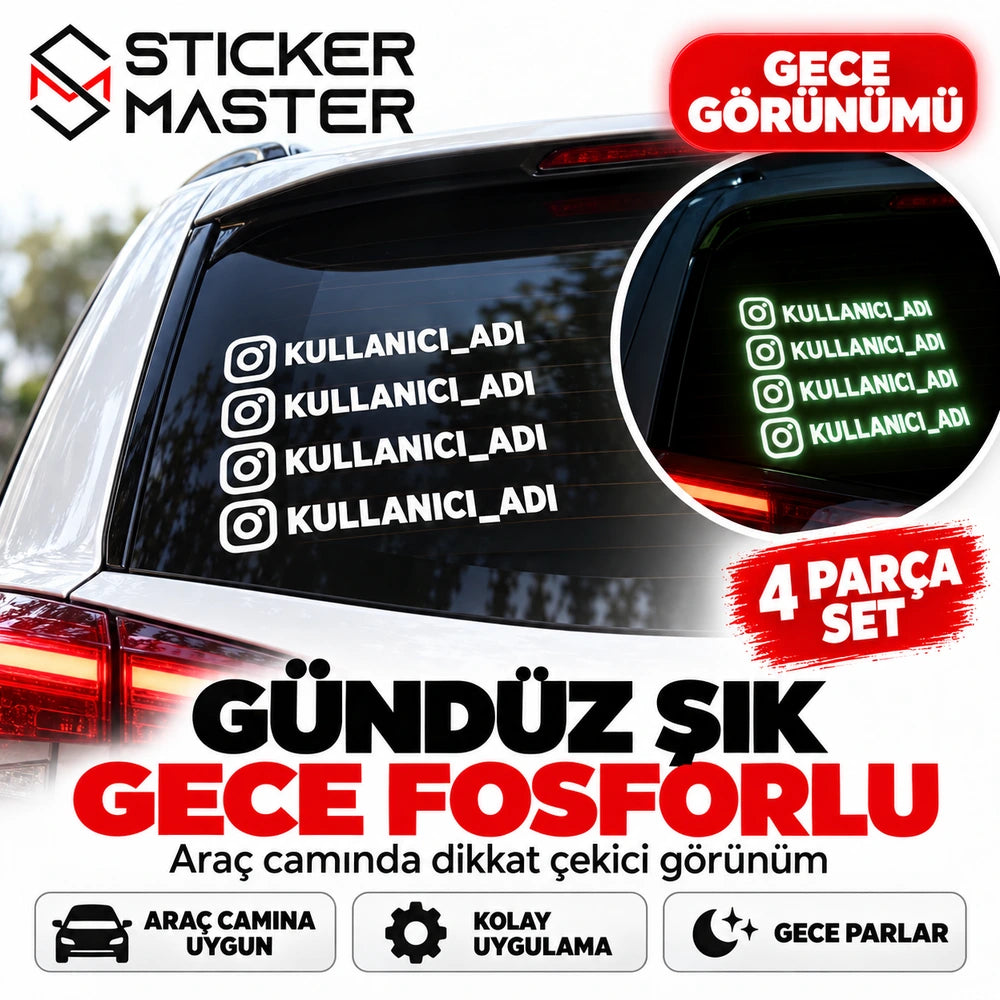 Fosforlu Instagram sticker arka cam gündüz beyaz gece fosforlu uygulama örneği