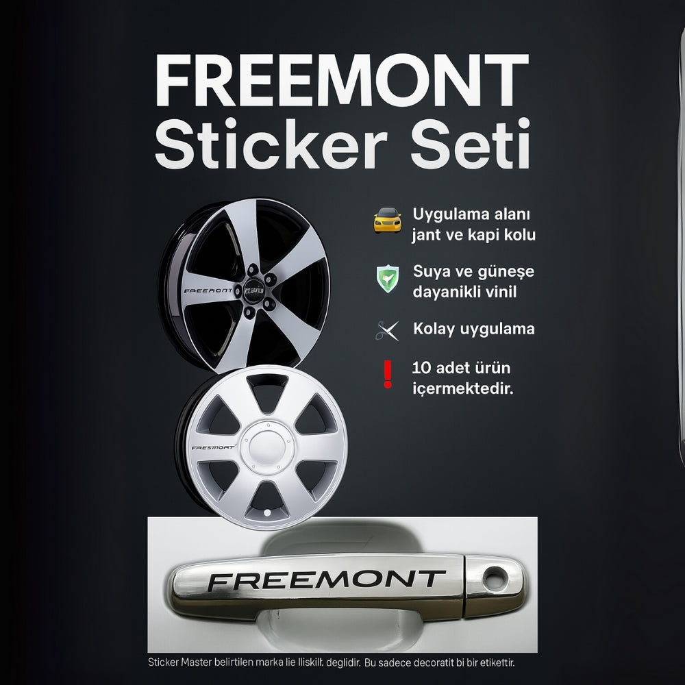 Sticker Master Fiat Freemont Kapı Kolu Jant Oto Araç Sticker Etiket - 10 Adet