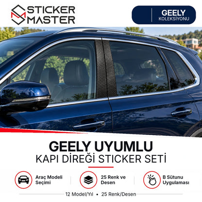 Geely uyumlu kapı direği B sütunu sticker seti ana ürün fotoğrafı, uygulama temsili
