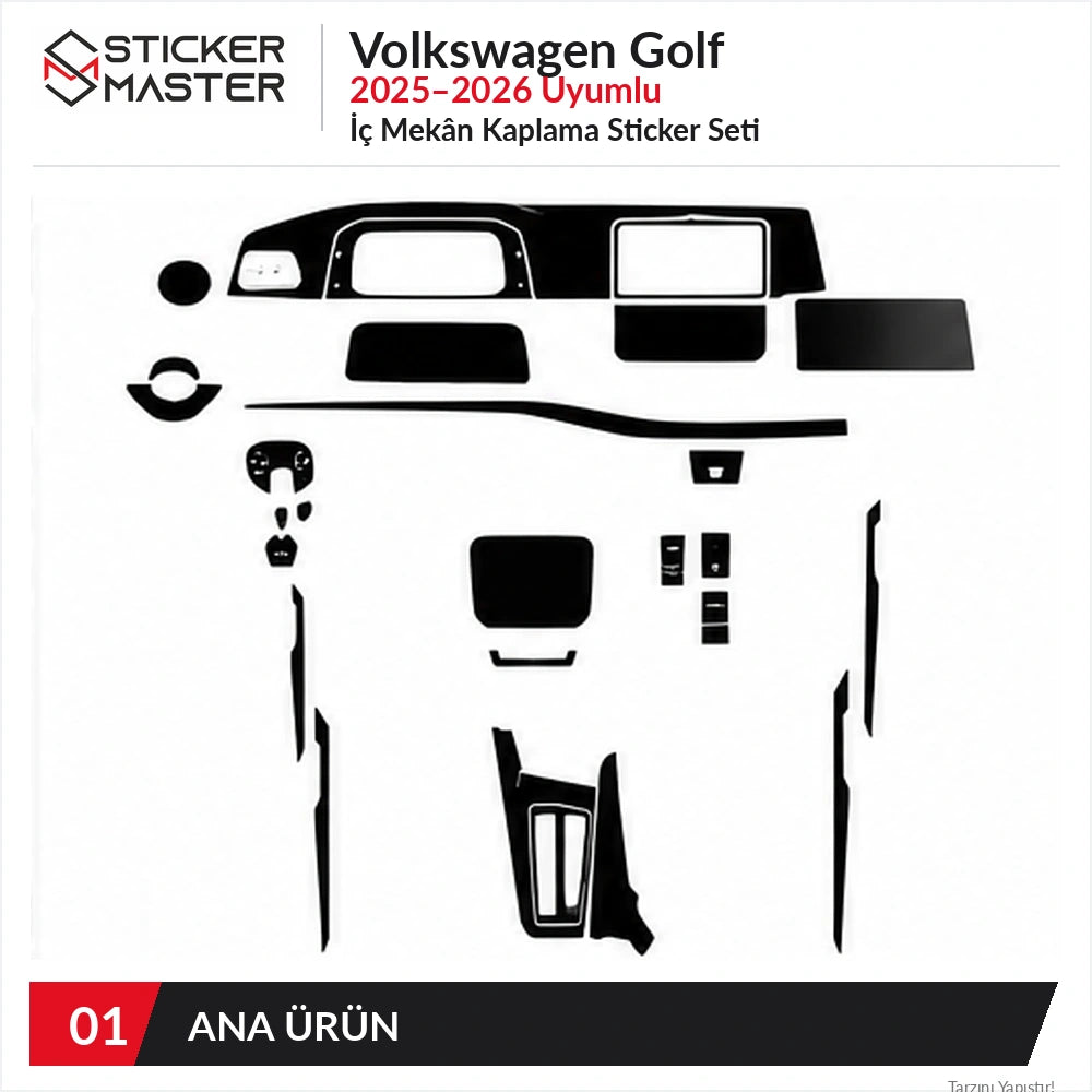 Volkswagen Golf 2025–2026 sticker seti ana ürün görünümü