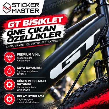 GT bisiklet uyumlu sticker seti özellikler ve kadro uygulaması