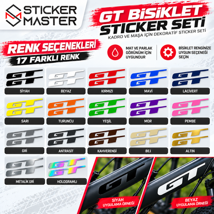 GT bisiklet uyumlu sticker seti 17 renk seçeneği