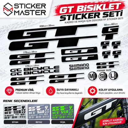 GT bisiklet uyumlu sticker seti ana ürün görseli