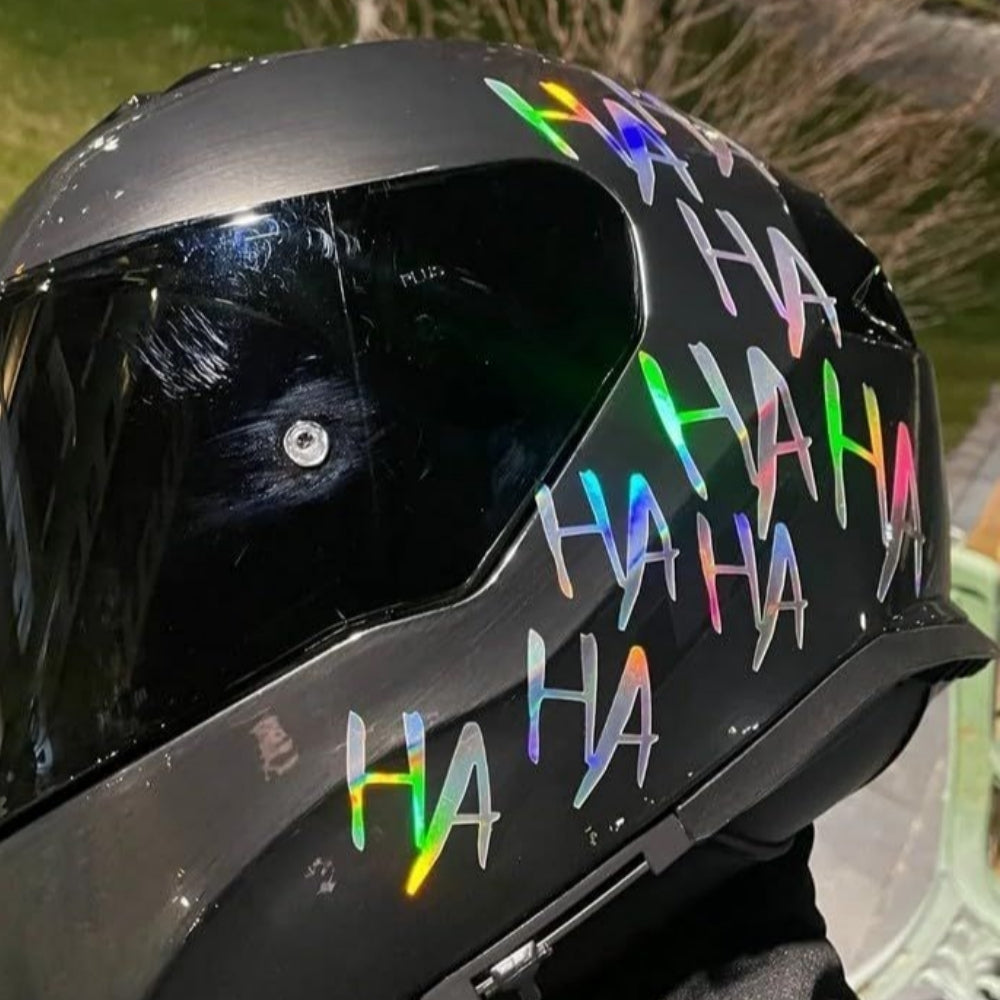 Sticker Master Hologramlı Hahaha Sticker Motorsiklet,Kask,Laptop,Motor Ve Oto Araç Sticker 15 X 30 Cm