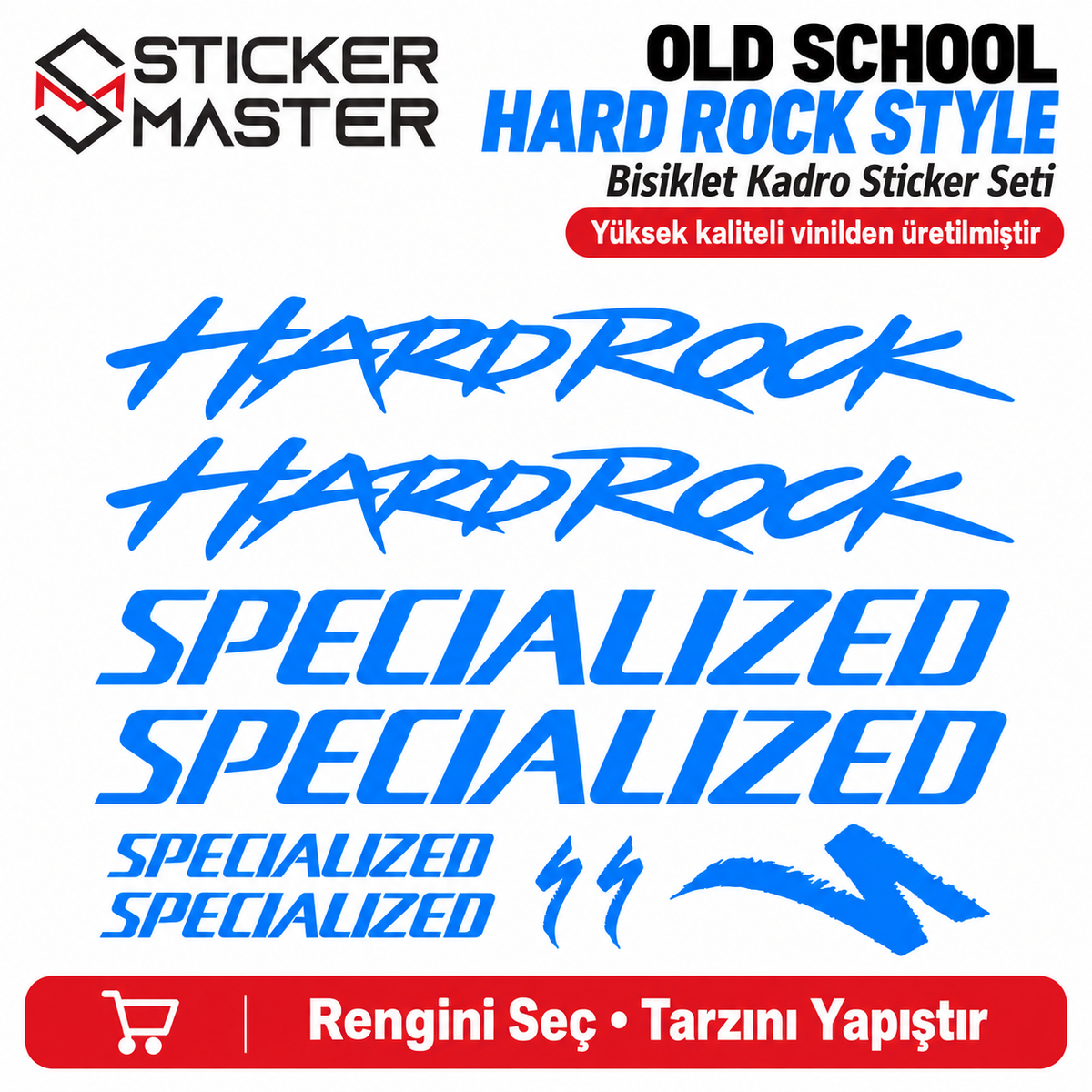 Specialized HardRock uyumlu bisiklet kadro sticker seti ana görsel
