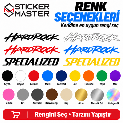 Specialized HardRock uyumlu sticker renk seçenekleri