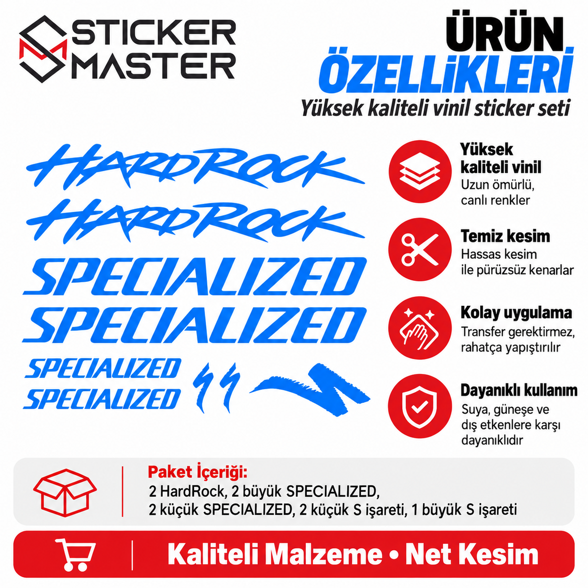 Specialized HardRock uyumlu vinil sticker ürün özellikleri