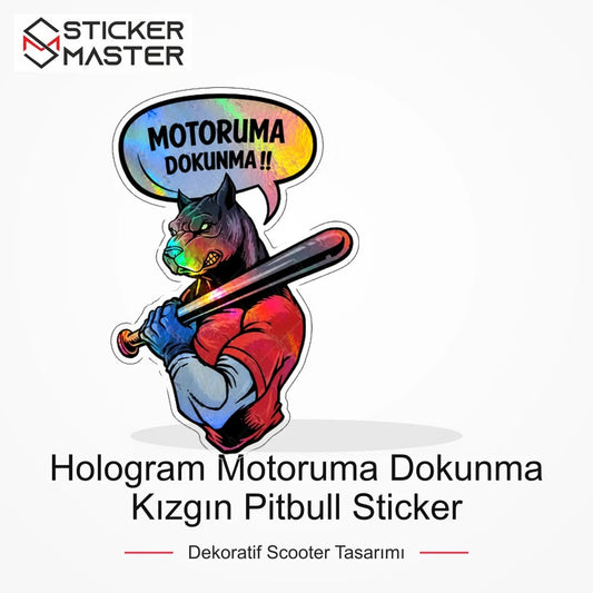 Vespa Uyumlu HLG42-Hologram Motoruma Dokunma Kızgın Pitbull Sticker ana ürün görseli - Sticker Master
